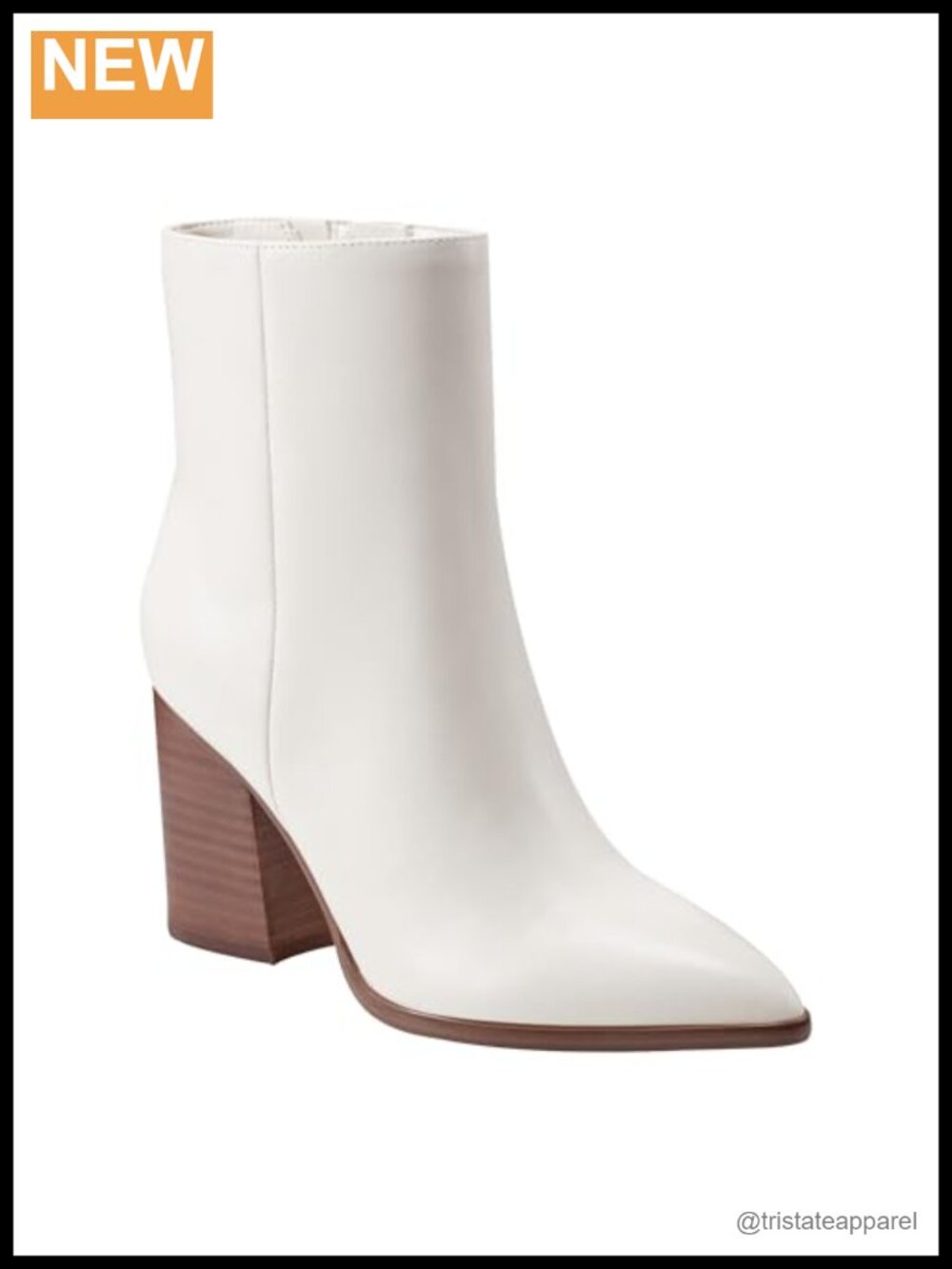 Leather Ankle Booties Block Heel Pointed Toe Women's Dress Shoes Zip Closure
